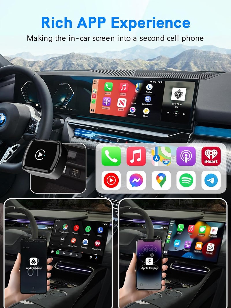 Redmaple Wireless CarPlay Adapter for Apple iPhone， Mini car Play Android Auto Adapter，Converts Wired to Wireless CarPlay ， Multi-User Plug & Play Dongle No Latency，for iOS 10+&Android 11, Cars from 2015+ - Image 3
